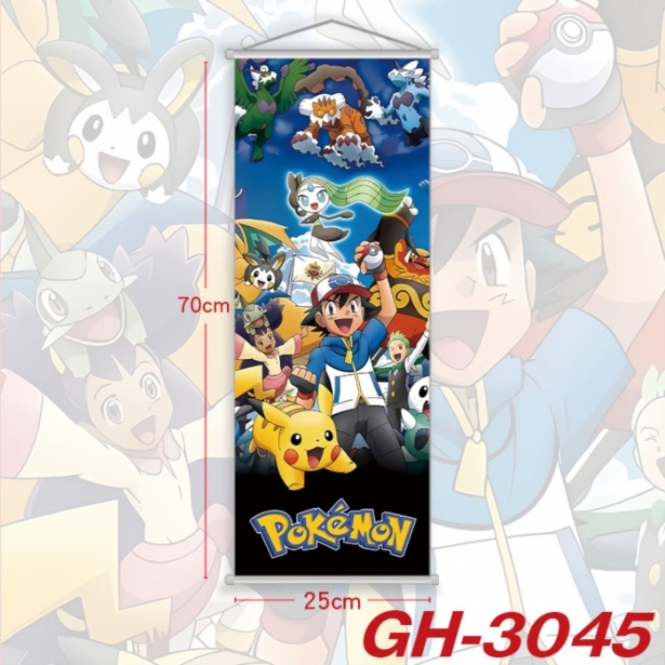 Pokemon Plastic Rod Cloth Small Hanging Canvas Painting Wall Scroll 25x70cm price for 5 pcs