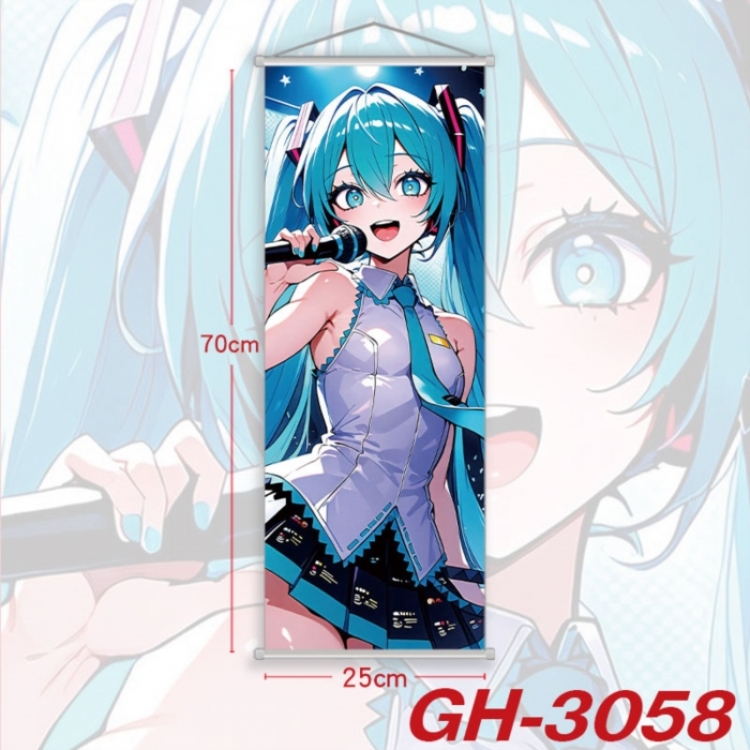 Hatsune Miku Plastic Rod Cloth Small Hanging Canvas Painting Wall Scroll 25x70cm price for 5 pcs