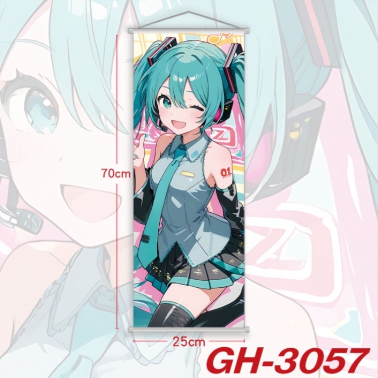 Hatsune Miku Plastic Rod Cloth Small Hanging Canvas Painting Wall Scroll 25x70cm price for 5 pcs