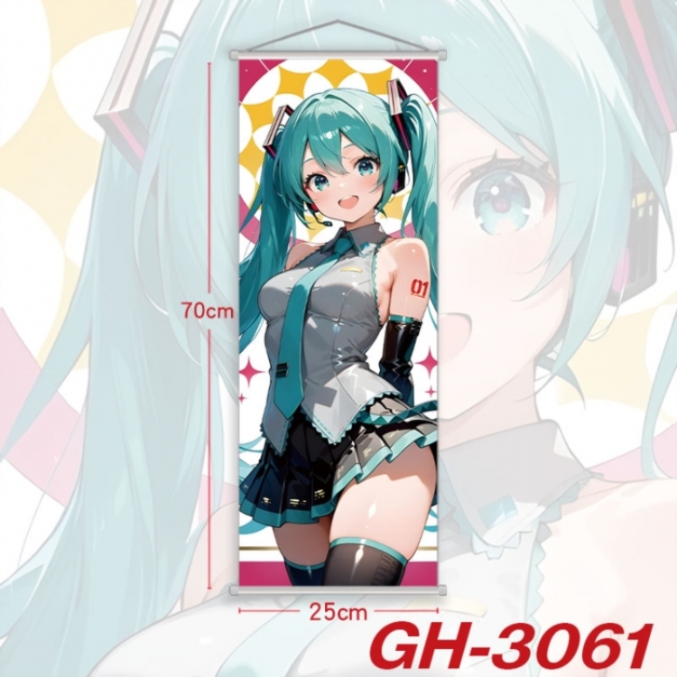 Hatsune Miku Plastic Rod Cloth Small Hanging Canvas Painting Wall Scroll 25x70cm price for 5 pcs