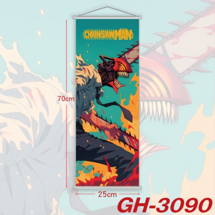 Chainsaw Man Plastic Rod Cloth Small Hanging Canvas Painting Wall Scroll 25x70cm price for 5 pcs