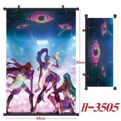 K-Pop Demon Hunters Anime Black Plastic Rod Canvas Painting Wall Scroll 60X90CM