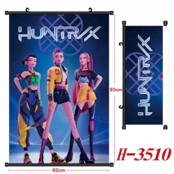 K-Pop Demon Hunters Anime Black Plastic Rod Canvas Painting Wall Scroll 60X90CM