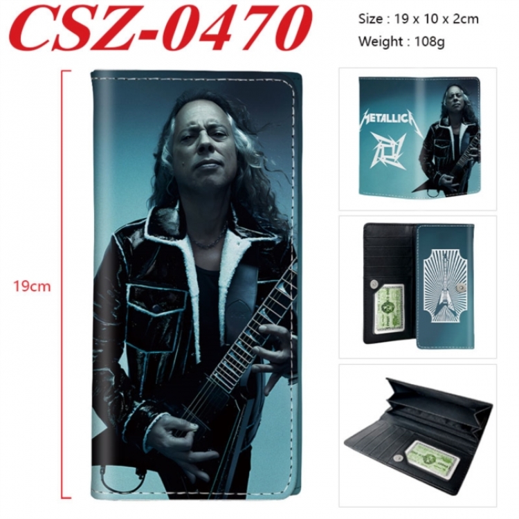 Metallica Anime peripheral long three fold wallet 19x10x2cm