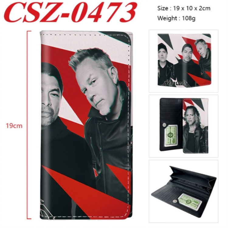 Metallica Anime peripheral long three fold wallet 19x10x2cm