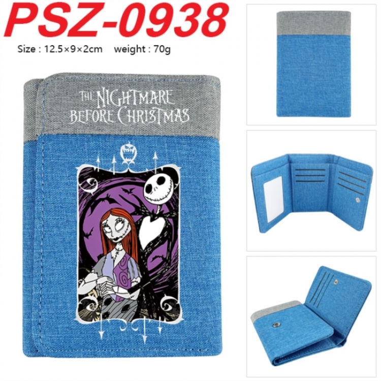 The Nightmare Before Christmas Anime color blocked three fold concealed wallet 12.5X9X2CM 70G
