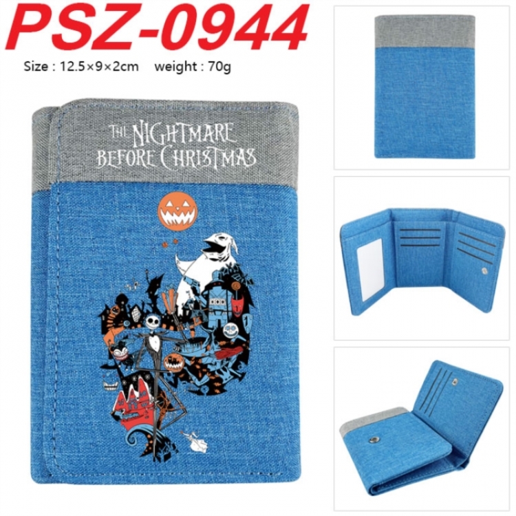 The Nightmare Before Christmas Anime color blocked three fold concealed wallet 12.5X9X2CM 70G