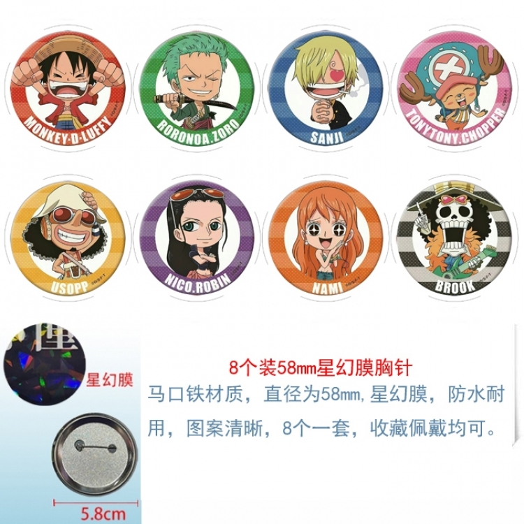 One Piece Anime round Astral membrane brooch badge 58MM a set of 8