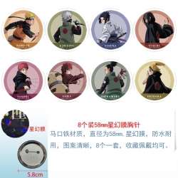 Naruto Anime round Astral membrane brooch badge 58MM a set of 8