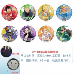 One Piece Anime round Astral membrane brooch badge 58MM a set of 8