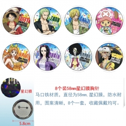 One Piece Anime round Astral membrane brooch badge 58MM a set of 8